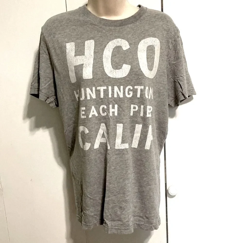 HOLLISTER HCO Huntington Beach Pier California Gray Grey Youth Inisex Large